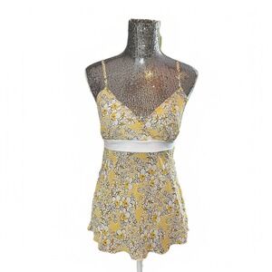 Vintage Y2K Floral Babydoll Cami Top Coquette Cottagecore Feminine Medium Summer